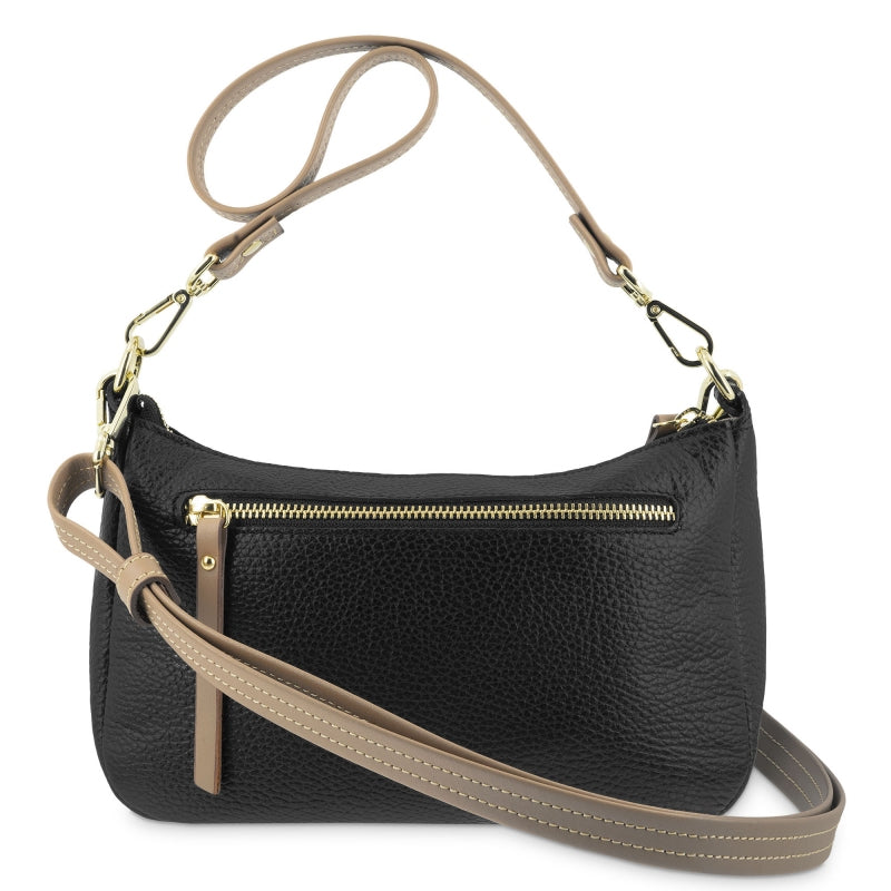 Elegante Lederhandtasche schwarz mit 2 abnehmbaren Trageriemen von El Potro