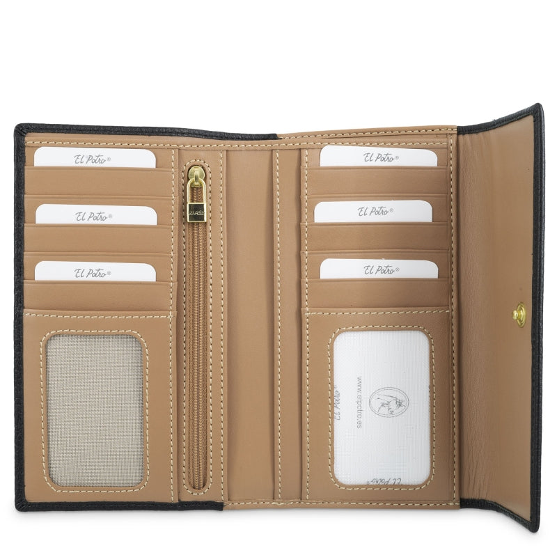 Leder-Portemonnaie schwarz, XL von El Potro