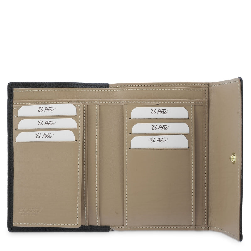 Leder-Portemonnaie schwarz, mittelgroß von El Potro