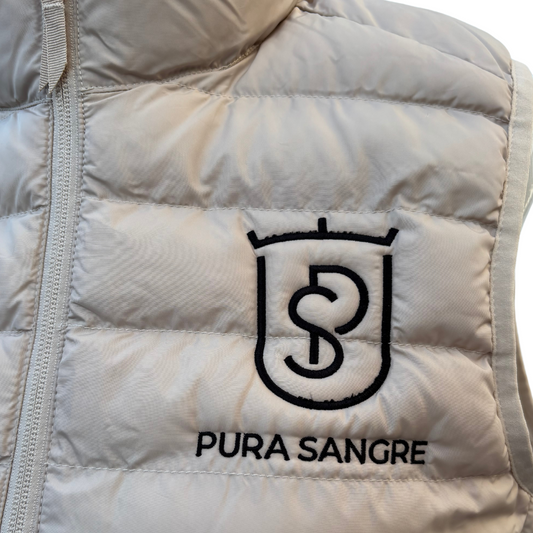 Ärmellose Weste von Pura Sangre in Beige mit Reißverschluss, verstellbarem Gummibund und verschliessbaren Taschen